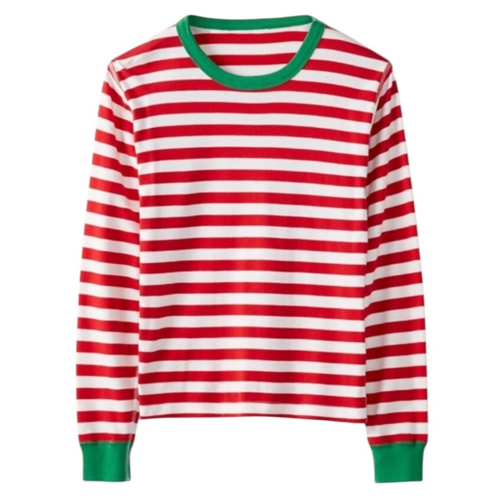 HANNA ANDERSON NWT Bold Stripe Cotton PJ Long John Top Size Medium in Red Stripe